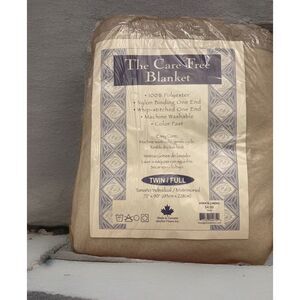 Care Free Blanket 72" x 90" Twin/full Size Beige NIB Polyester Machine Washable